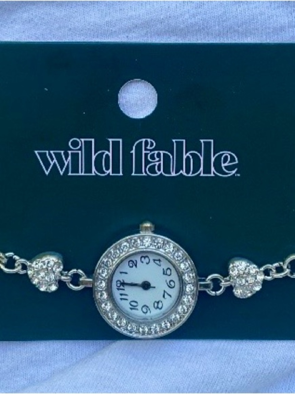 Unique Wild Fable Silver Crystal Heart Charm Ornamental Watch Choker Necklace.